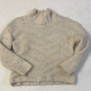 Cozy Ivory Chevron  Mohair Turtleneck Sweater